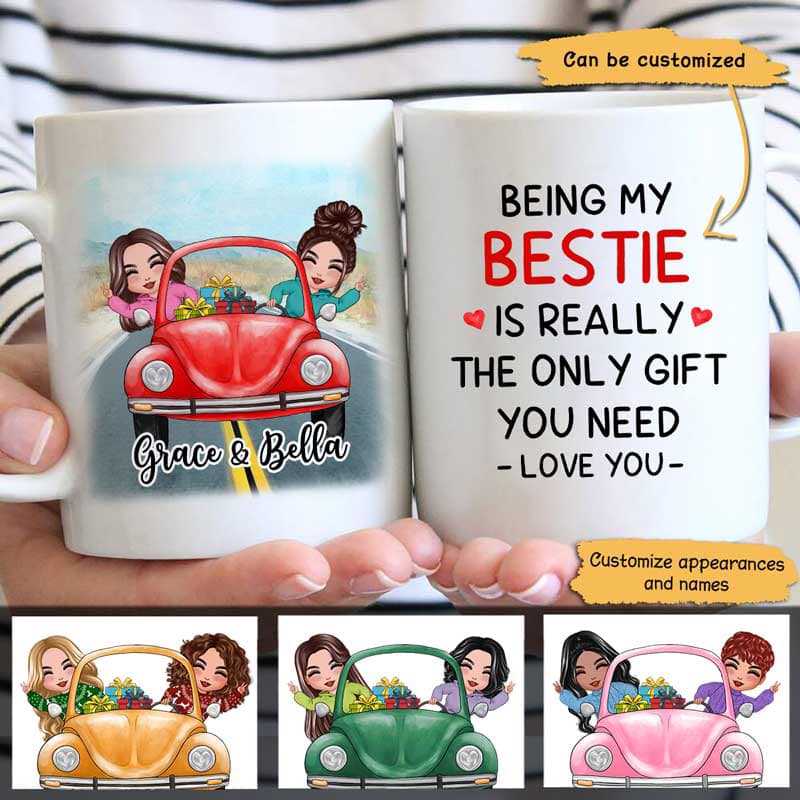 Besties On Car Best Friend Christmas Gift Personalized Mug