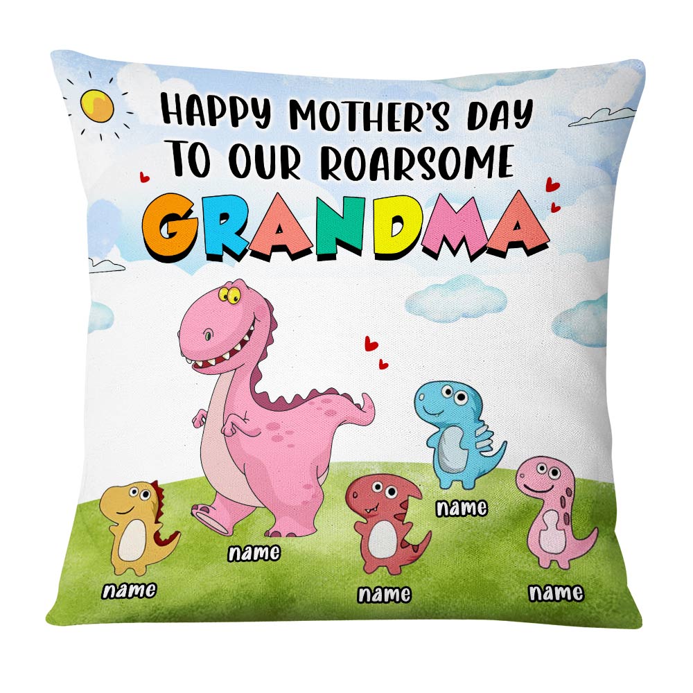 Personalized Mom Grandma Dinosaur Pillow