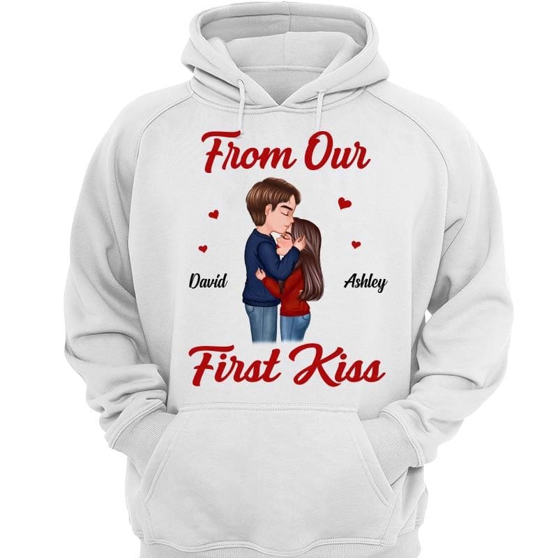 From Our First Kiss Doll Couple Valentine‘s Day Gift Personalized Hoodie Sweatshirt