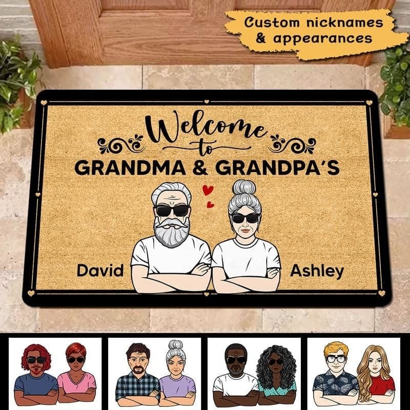 Welcome To Grandparents Family Mat Home Decor Gift Personalized Doormat