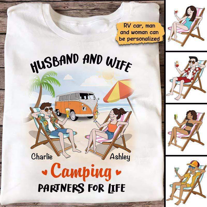 Husband Wife Summer Camping Partners Personalized Shirt