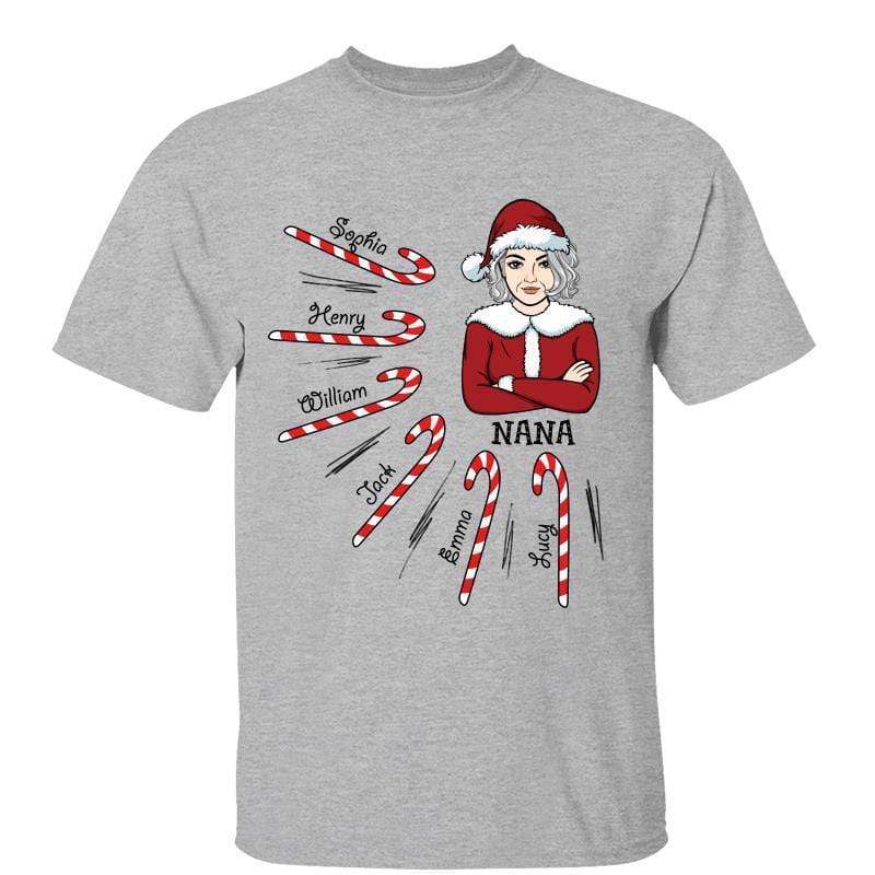 Christmas Candy Canes Mom Grandma Personalized Shirt