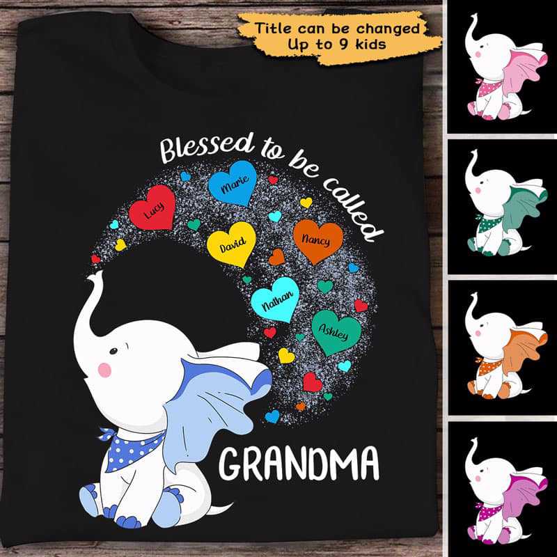 象のおばあちゃんスプレー ハート パーソナライズ シャツ