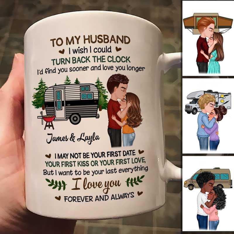Camping Doll Couple Kissing Valentine‘s Day Gift Personalized Mug (Double-sided Printing)