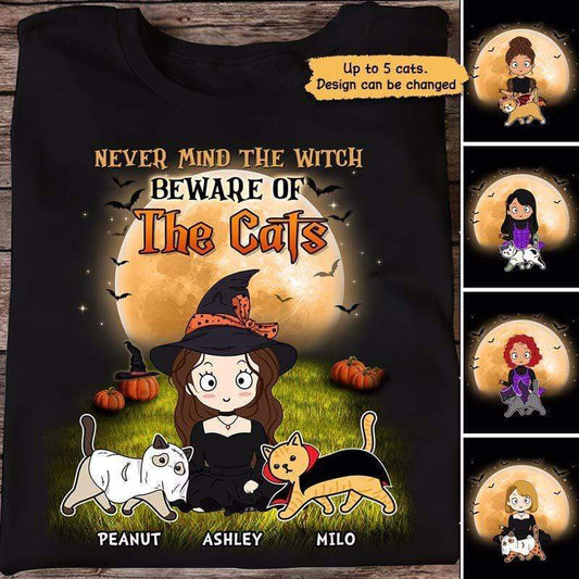 Never Mind The Witch Spooky Cat Chibi Personalized Shirt