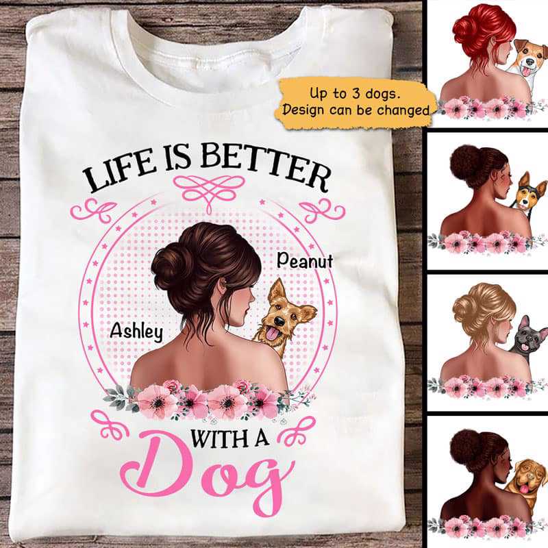 Girl Loves Dog Floral Personalized Shirt