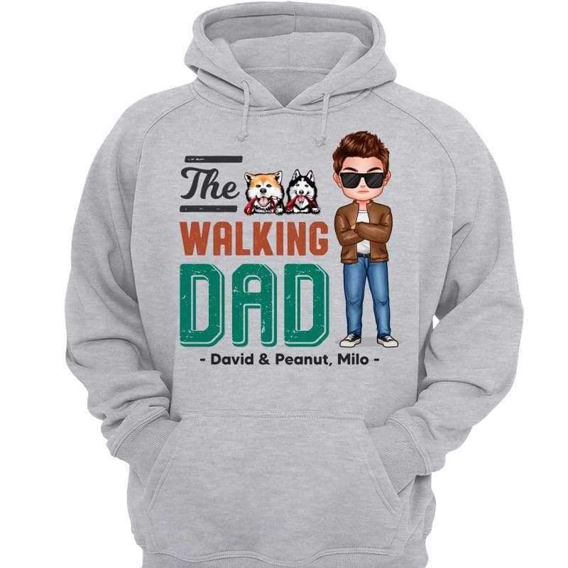 The Walking Dad Man &amp; Peeking Dog パーソナライズド パーカー スウェットシャツ