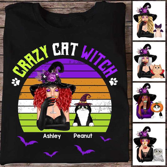 Crazy Cat Witch Personalized Shirt