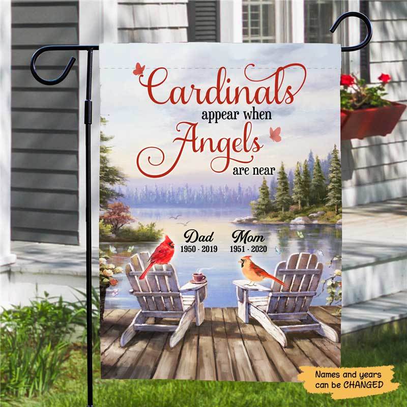 Beautiful Cardinals Appear Angels Are Near Memorial Personalized Garden Flag