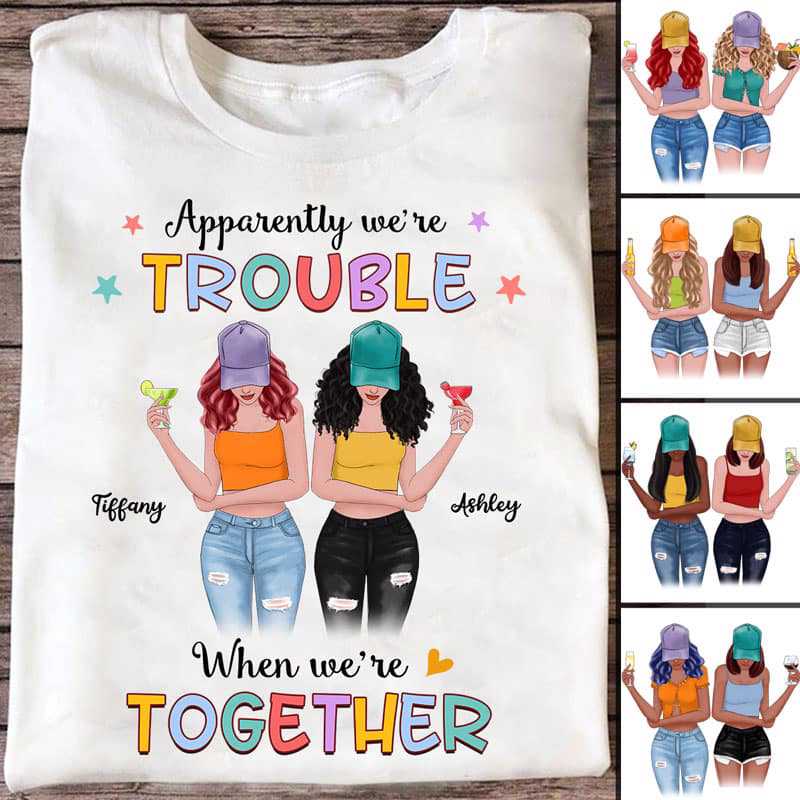 Colorful Modern Besties Front View Personalized Shirt