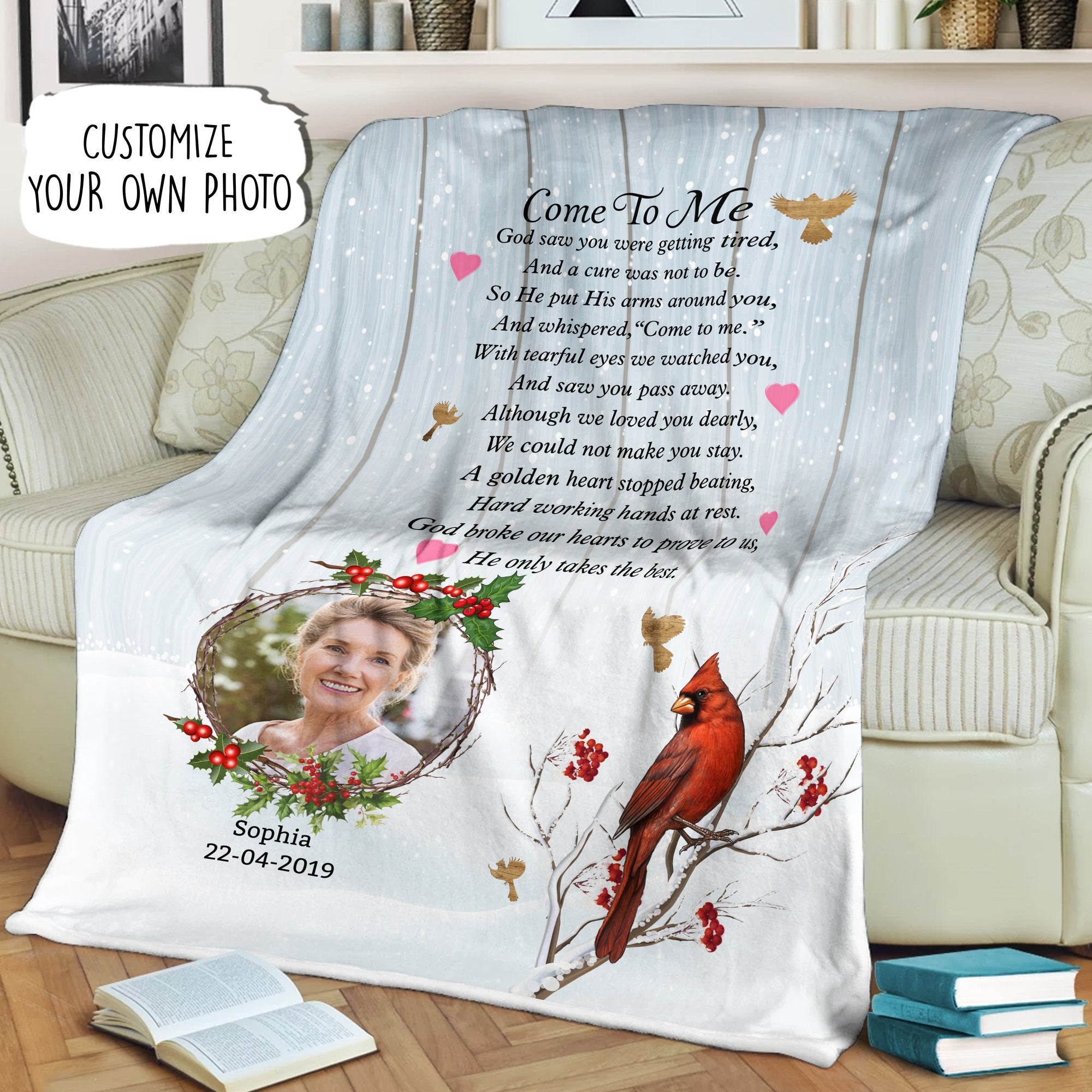 God Saw You Were Getting Tired Customized Memorial Photo Blanket Gift for Loss and Family Remembrance