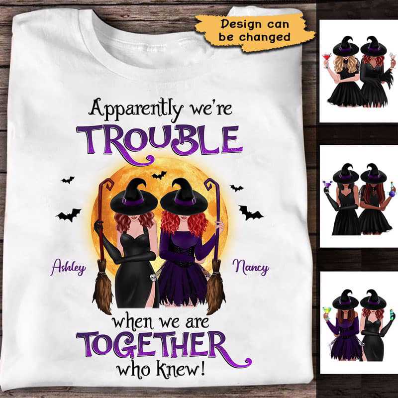 Trouble Witch Besties Halloween Personalized Shirt