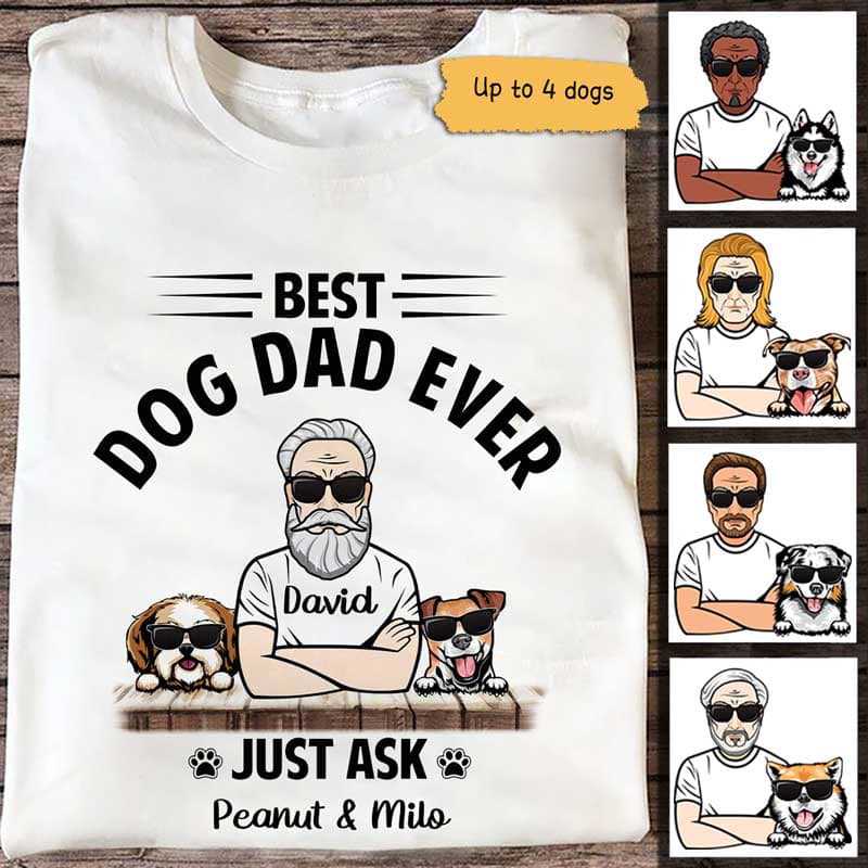 Peeking Dog Best Dog Dad パーソナライズシャツ