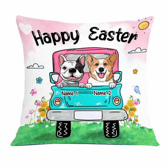 Personalized Easter Dog Truck Pillow