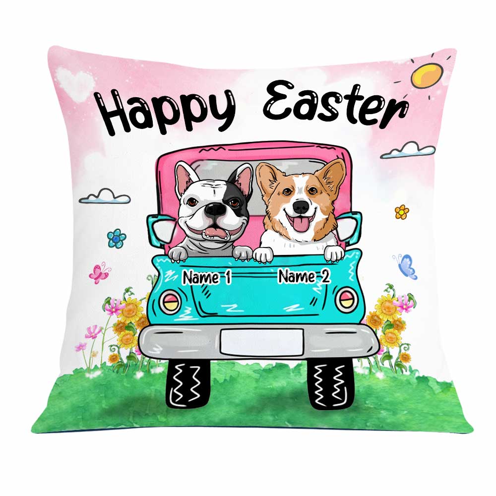 Personalized Easter Dog Truck Pillow