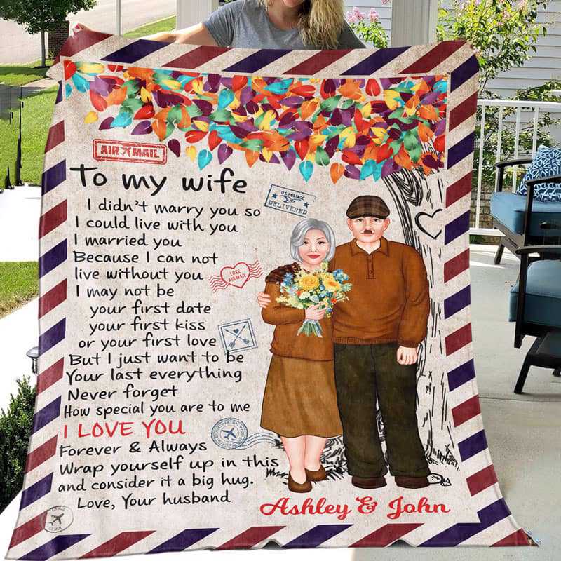 To My Wife Old Couple Valentine‘s Day Gift Personalized Fleece Blanket