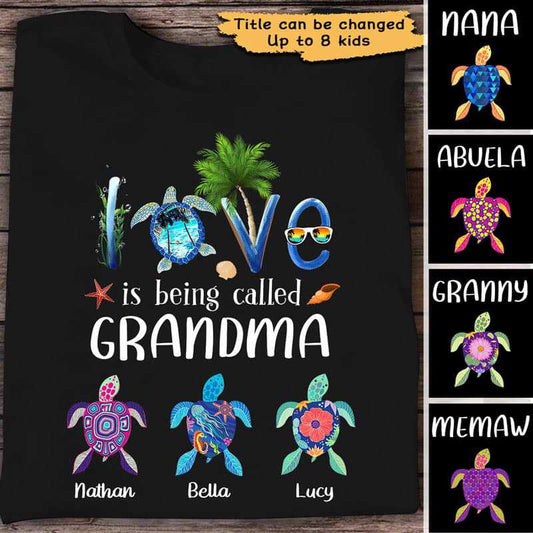 Grandma Love Summer Turtles Personalized Shirt