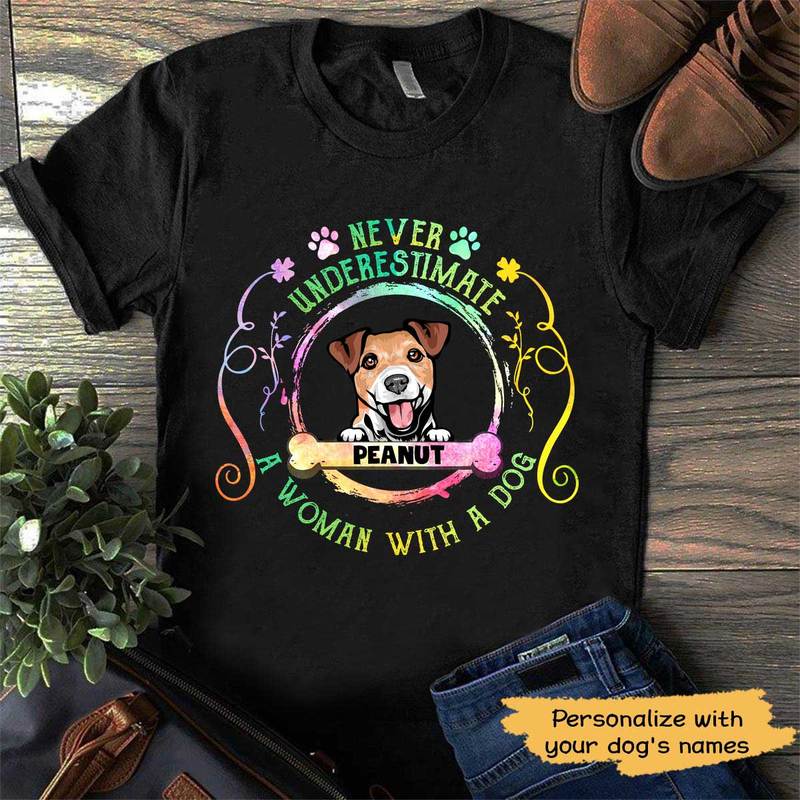 A Woman With A Dog Personalized Dog Mom シャツ