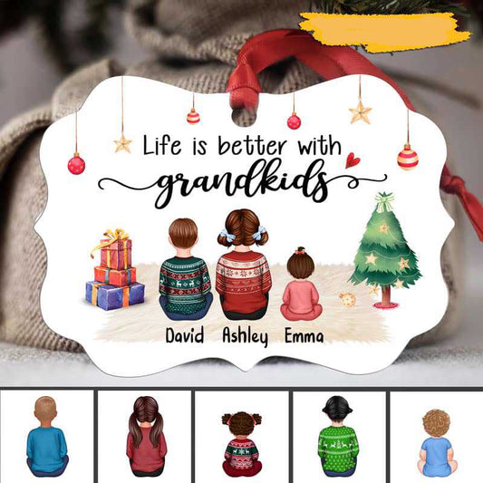 Grandkids Make Life Better Personalized Christmas Ornament