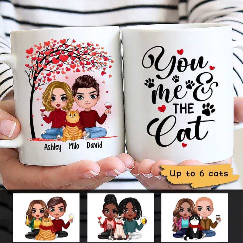 Couple And Cats Valentine Gift For Him For Her Personalized Mug