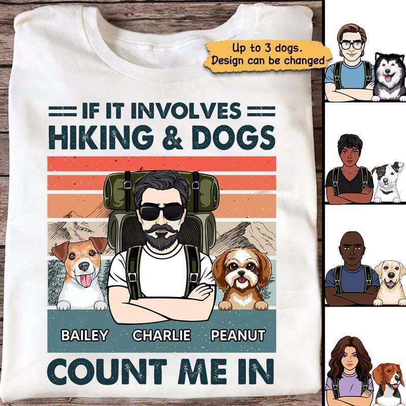 Hiking With Dogs Retro Personalized Shirt