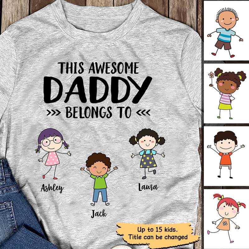 Dad Mom Grandpa Belongs To Stick Kids Personalized Shirt