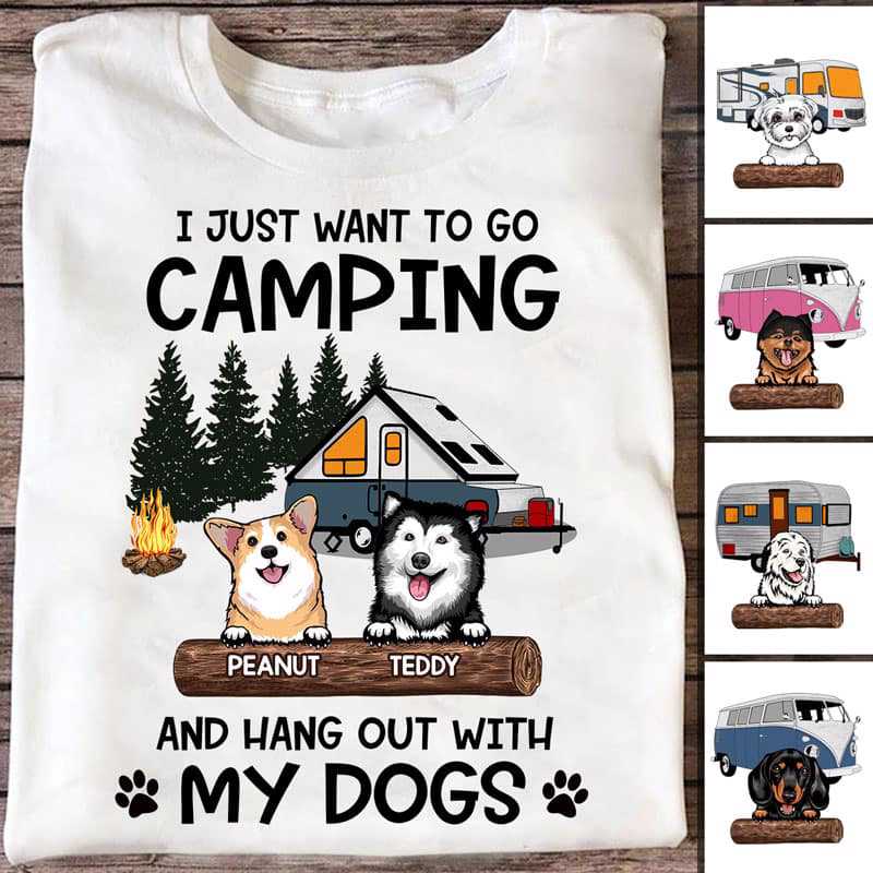 Go Camping And Hangout With Dogs パーソナライズ シャツ