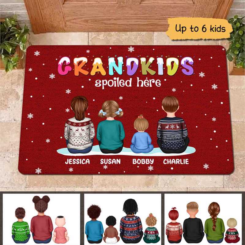 Grandkids Spoiled Here Grandparents Christmas Personalized Doormat