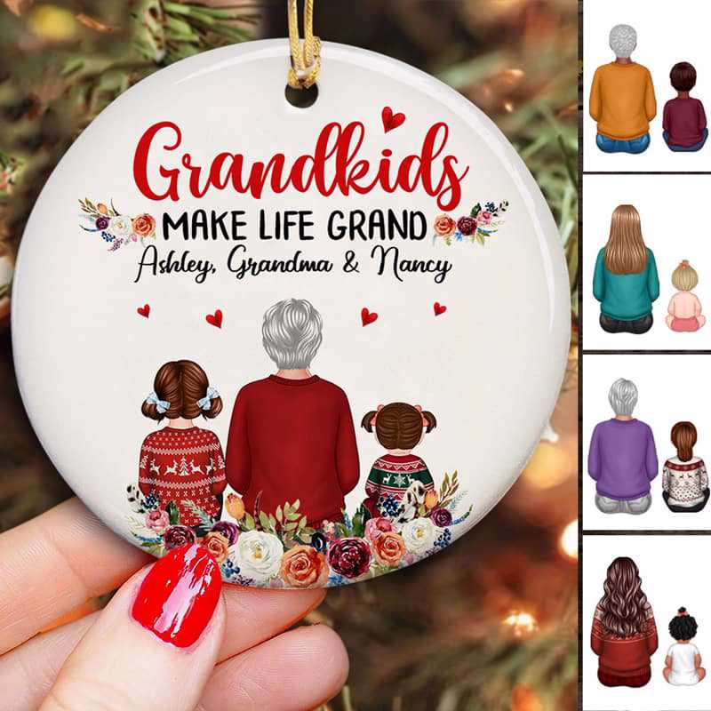 Beautiful Thing Grandma Grandkid Personalized Circle Ornament