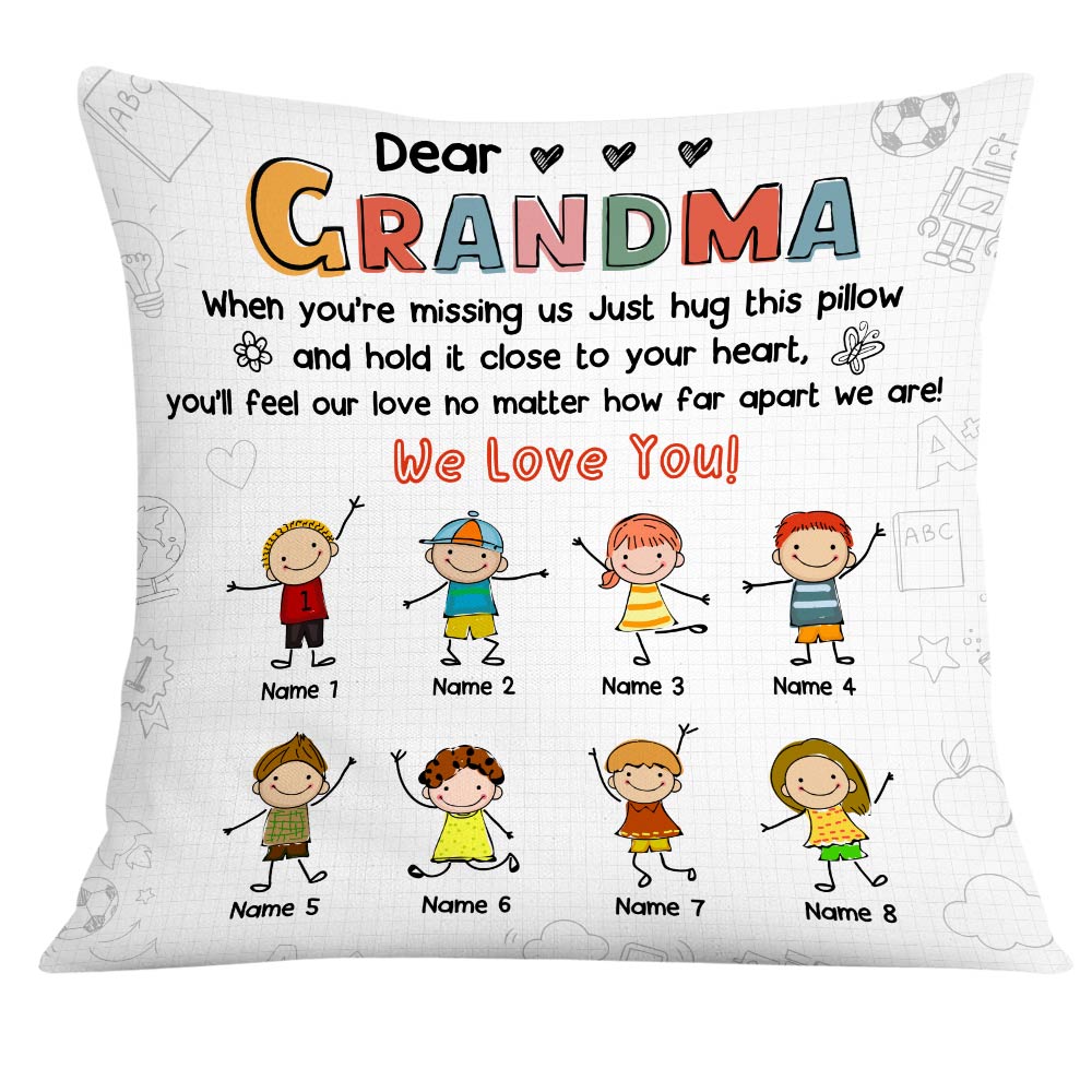 Personalized Mom Grandma Drawing Pillow