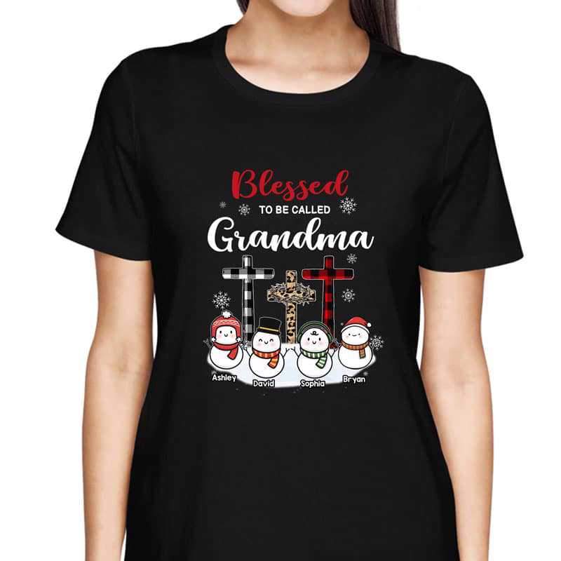 Blessed To Be Called Grandma Snowman Personalized Shirt