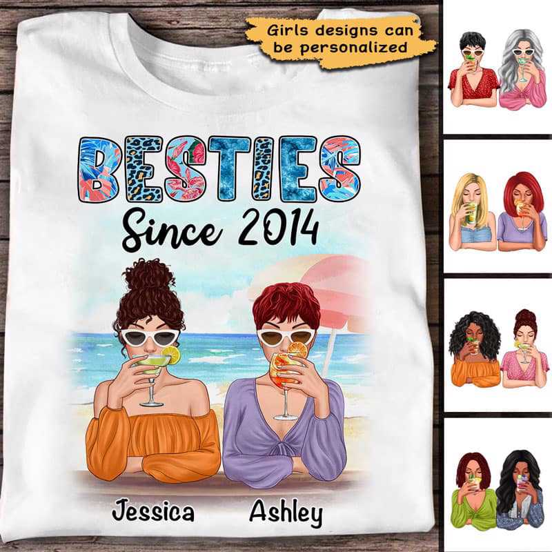 Besties Since Summer Patterned Personalized Shirt