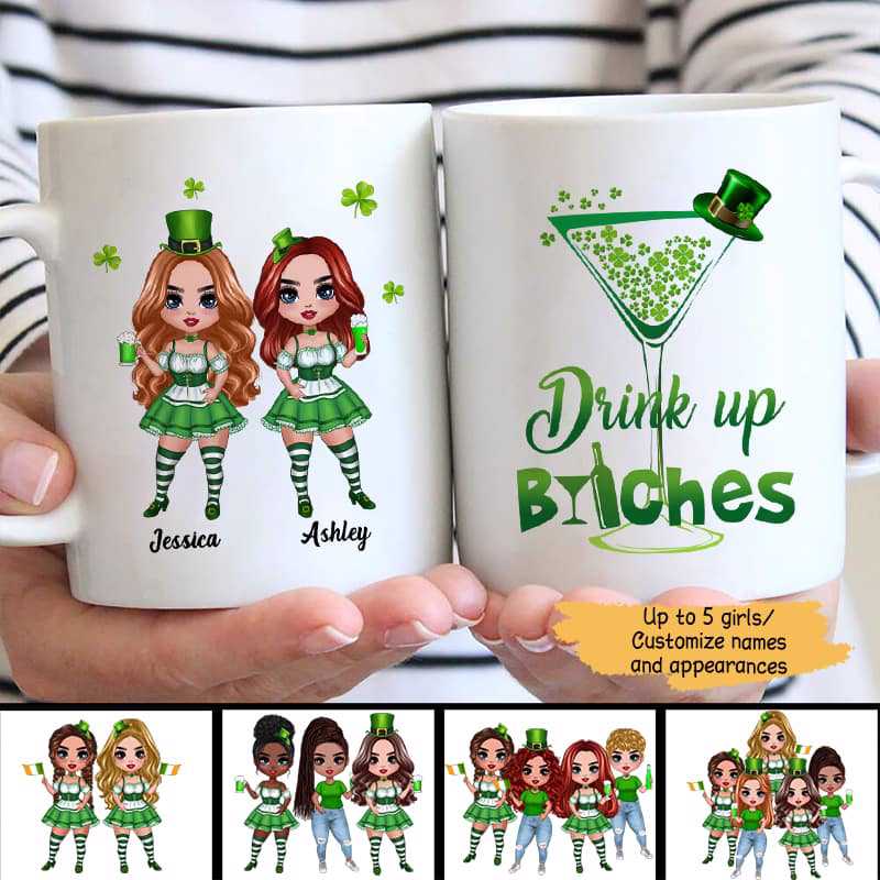 Drink Up Besties St. Patrick‘s Day Personalized Mug