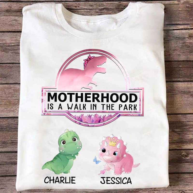 Motherhood Mamasaurus かわいい小さな恐竜 パーソナライズされたシャツ
