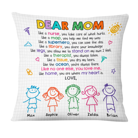 Personalized Mom Grandma Being My Friend Drawing Pillow