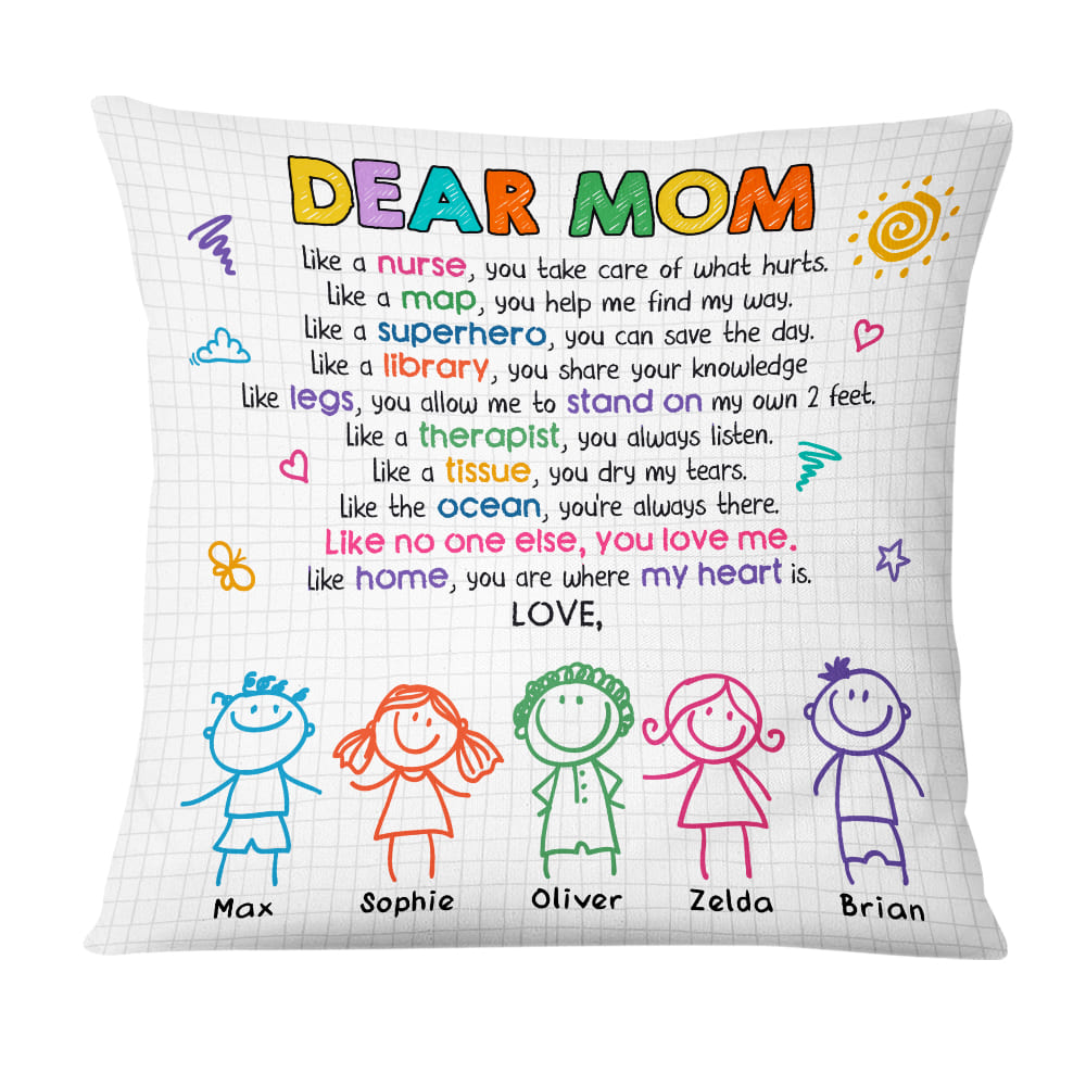 Personalized Mom Grandma Being My Friend Drawing Pillow