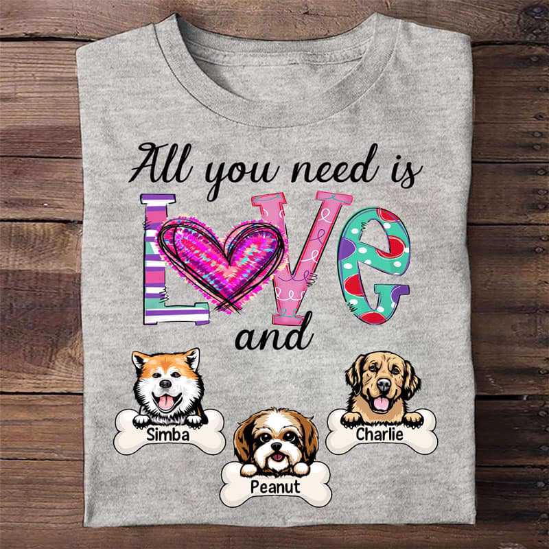 Love Pattern And Peeking Dogs Personalized Shirt