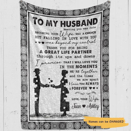 To My Husband Personalized Fleece Blanket