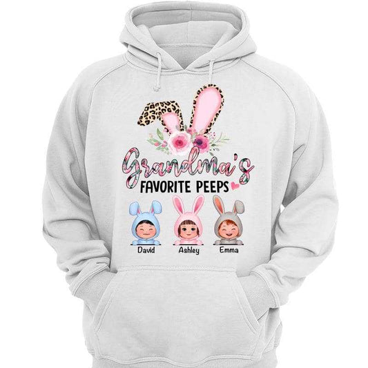 Leopard Floral Grandma‘s Peeps Doll Grandkids Bunnies Easter Personalized Hoodie Sweatshirt