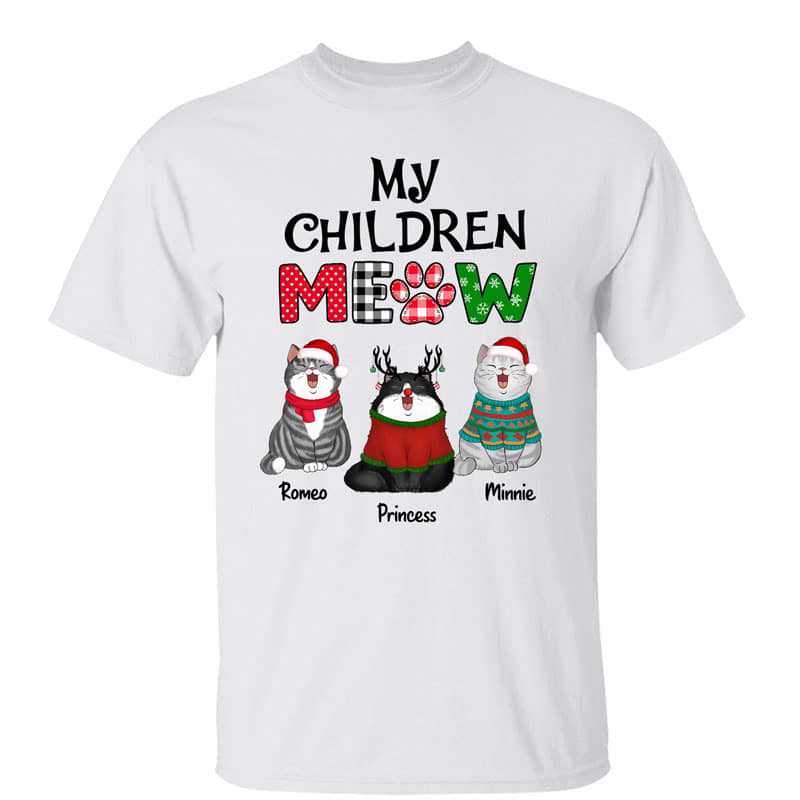 Christmas My Children Meow Cats Personalized Shirt