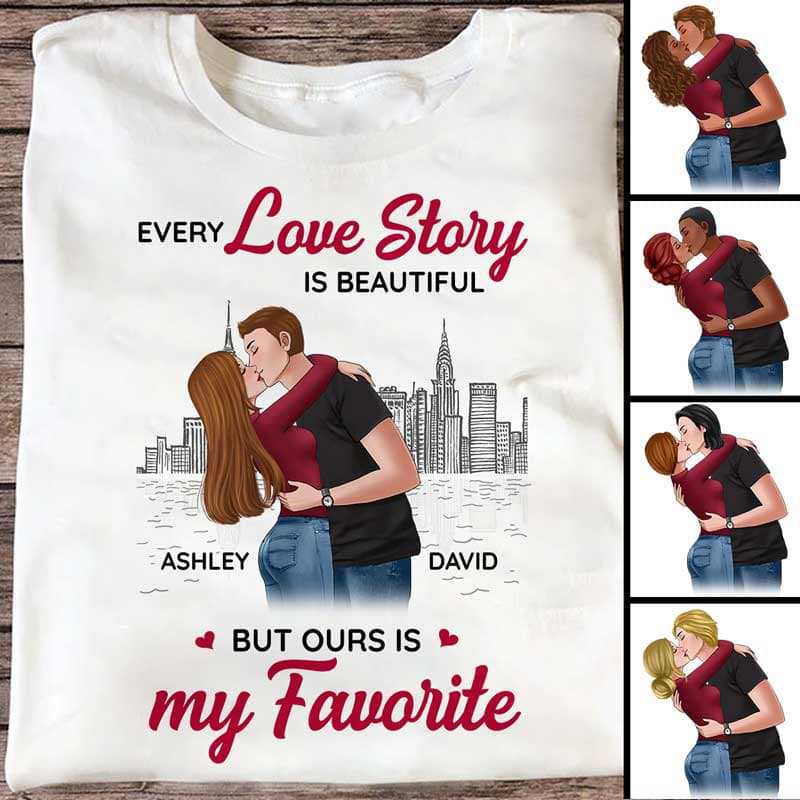 Kissing Couple Skyline Personalized Shirt