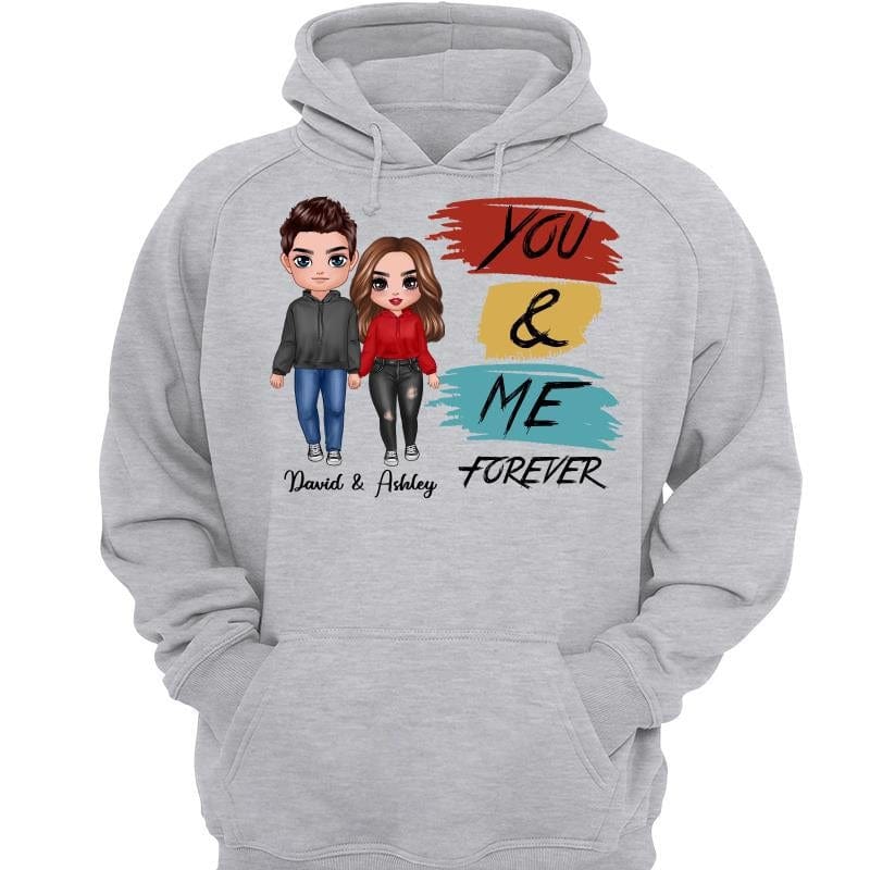 Doll Couple Kissing You & Me Valentine‘s Day Gift Personalized Hoodie Sweatshirt