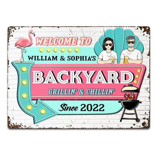 Patio Grillin & Chillin - Backyard Decoration - Personalized Custom Classic Metal Signs