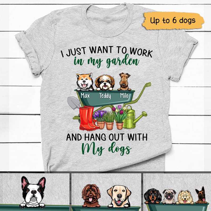 Hang With Peeking Dogs And Gardening パーソナライズドシャツ