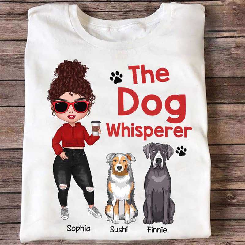 The Dog Whisperer Woman &amp; 座っている犬のパーソナライズされたシャツ