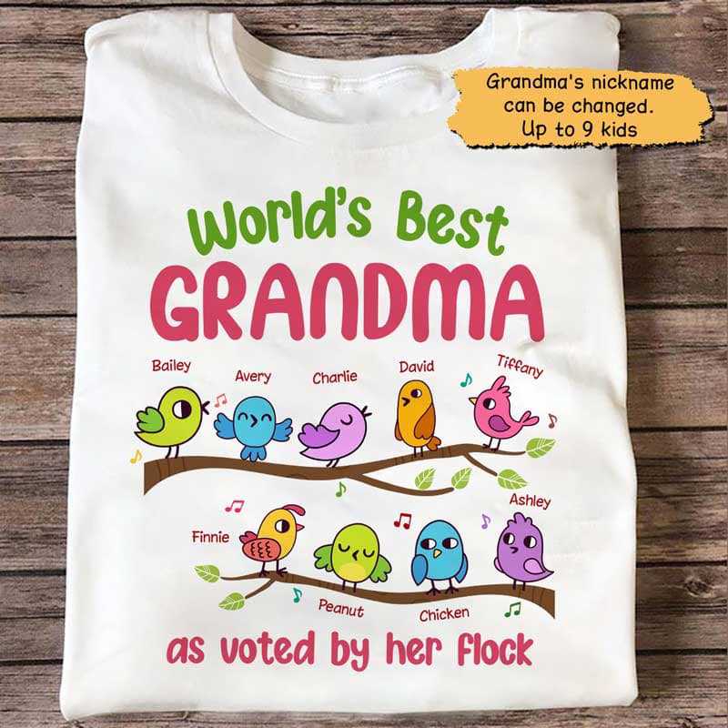 World‘s Best Grandma Bird Grandkids Personalized Shirt