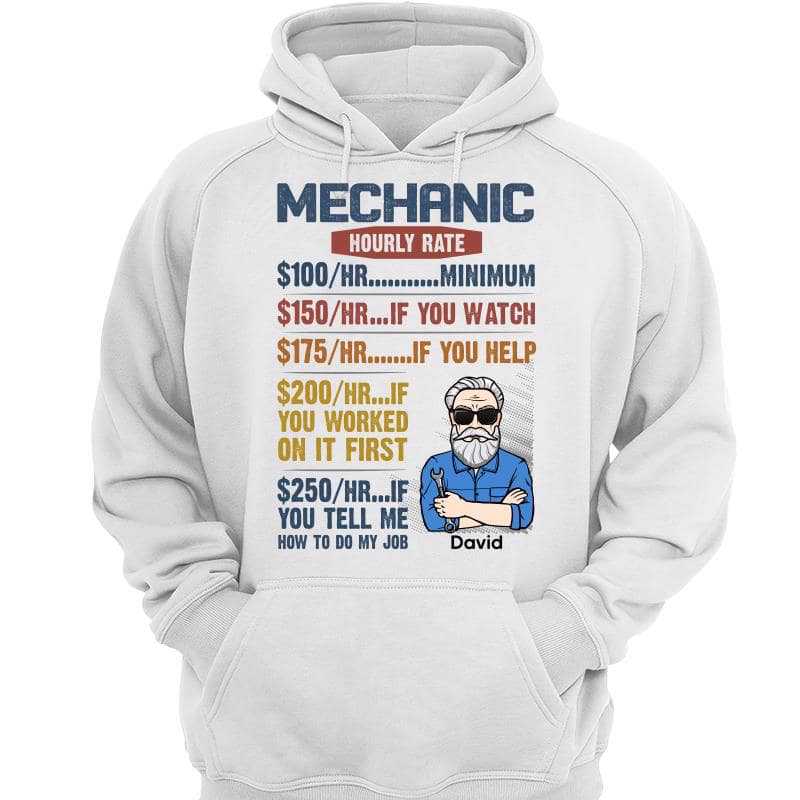 Mechanic Hourly Rate Personalized Hoodie Sweatshirt