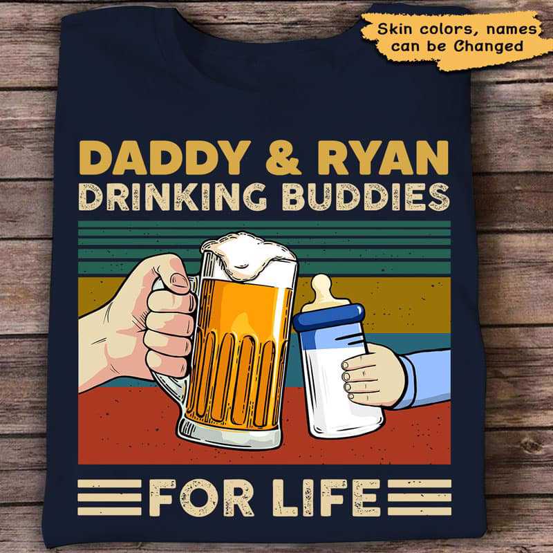 Daddy And Baby Drinking Buddies For Life Personalized Dear Dad Shirt