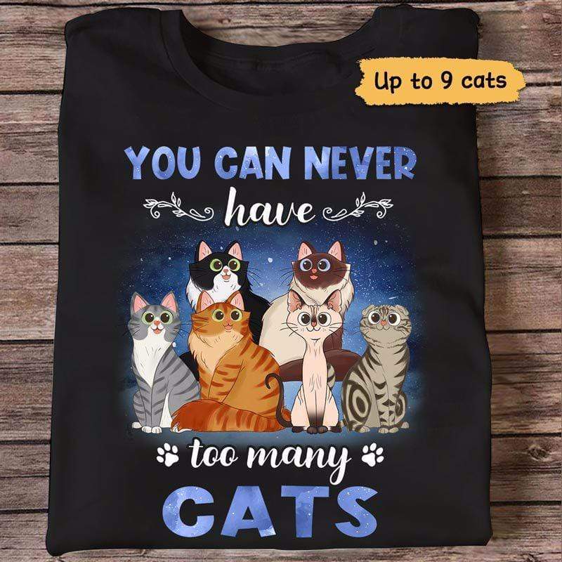 Never Have Too Many Cats Cartoon Sitting Cat Personalized Shirt