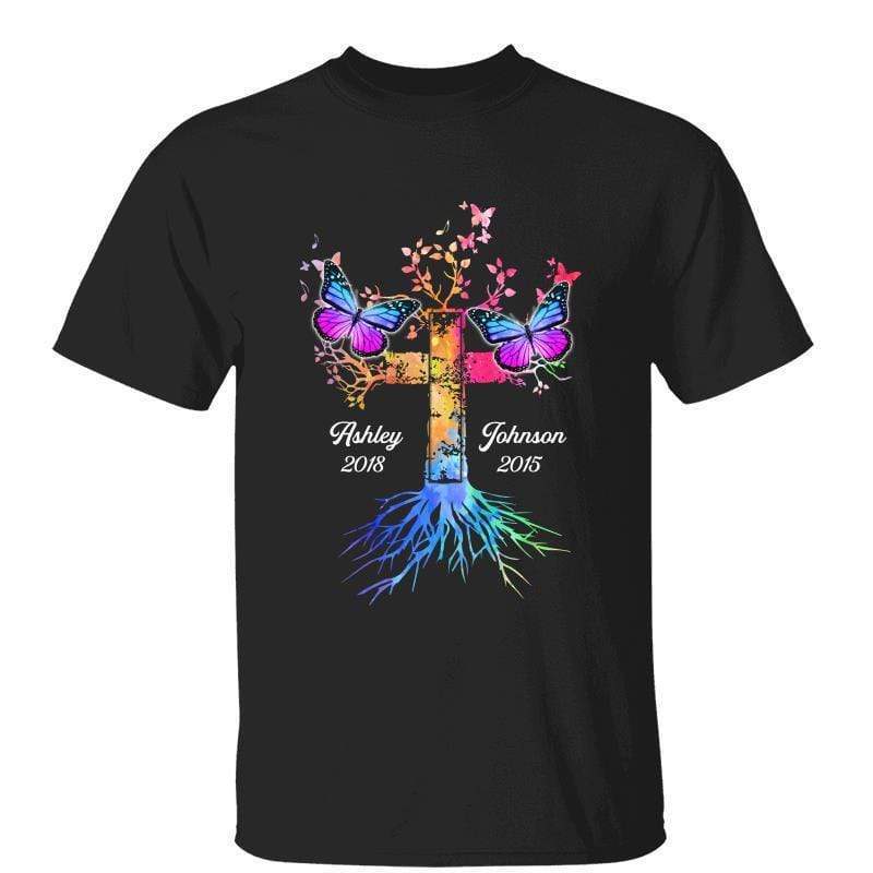 Cross Tree And Butterflies Memorial Personalized Shirt